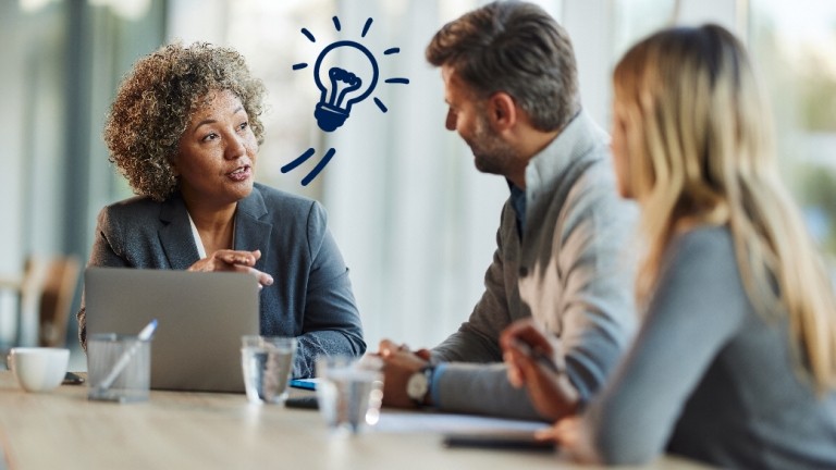 People discussing credit union benefits