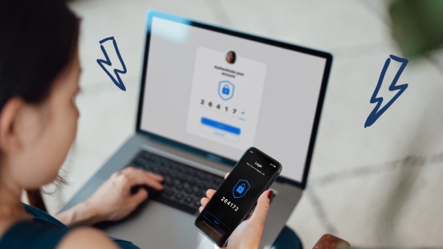 Person using two factor authentication