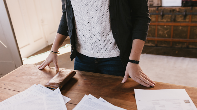 Woman review paperwork