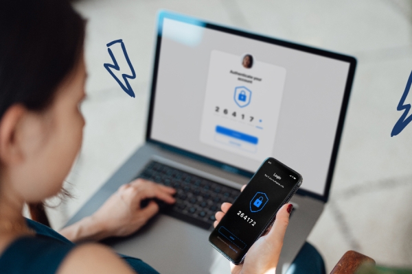 Person using two factor authentication 