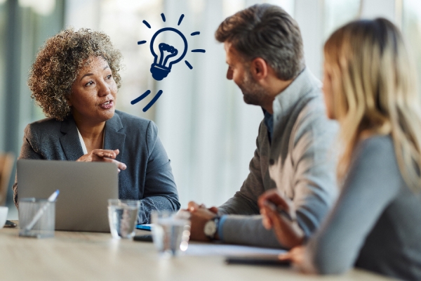 People discussing credit union benefits