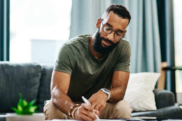 man writing