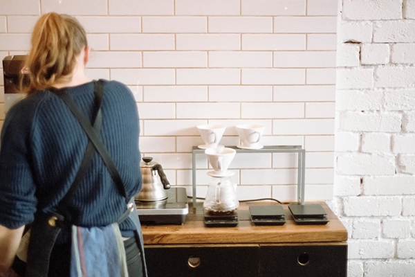 Woman working at counter