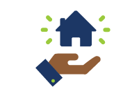 Mano con ícono de hogar 